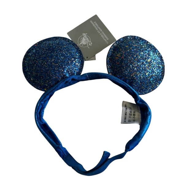 DISNEY Parks Blue Glitter Adjustable Headband Mouse Ears NEW with tags - Picture 4 of 4